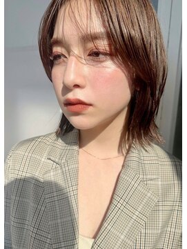 ガーデン オオタカノモリ(garden otakanomori) 20代30代大人外ハネミディ×ツヤ髪スタイル×シースルーバング