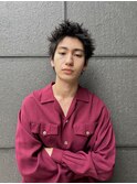 スパイキーショートパーマ/メンズカット/刈り上げなし/眉毛