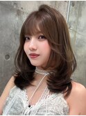 レイヤーカット小顔に見せるヘア/韓国ヘア/髪質改善/福岡/天神