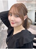 おくれ毛前髪カットロングオリーブベージュ_F20362