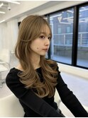 ロングレイヤー　結べるレイヤーカット　ヘーゼルベージュ　