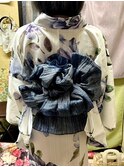 シンプルな大人浴衣には大人華やかな兵児帯結び(*´▽｀*)