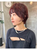 テトヘアー(teto hair)&nbsp;ショートパーマ　ニュアンスワンカール　レッドオレンジ