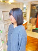 ワンレンボブ／艶髪／暗髪
