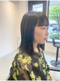 【お客様スタイル】ダークネイビー×黒髪ミディアムボブ