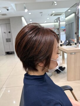 襟足くびれショート暖色レッドブラウンカラー髪質改善