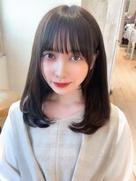 アフロート ディル(AFLOAT D'L) 小顔ぱっつん前髪顔周り可愛い大人ミディアムレイヤーワンカール