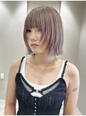ピンクベージュボブ/ハイトーンカラー