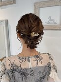 ボブヘアセット結婚式参列お呼ばれヘアアレンジシニヨンお団子