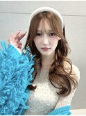 明るめカラー/くびれウェーブ巻き/簡単ヘアアレンジ