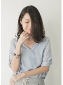 ナチュラルクセ毛風パーマ大人キレイなワンレングスボブ30代40代