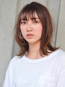 シーン(SCENE) くびれミディ　顔周りレイヤー　ピンクブラウン【天神/今泉】