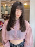 おしゃれ女子レイヤーロングウルフカットアッシュブラック