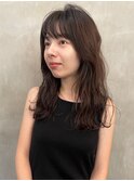【若松 詩季】前髪ありニュアンスパーマ/ブリーチなしカラー
