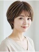 白髪ぼかしハイライトブリーチミルクティーベージュ