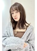 ダークラベンダーグレージュレイヤーカット韓国巻き顔周りカット