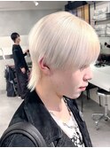 18982渋谷_ホワイトカラーシースルーマッシュシルバーアッシュ