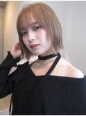 切りっぱなしショートボブ×ぱっつん前髪×フェイスレイヤー