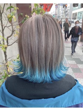 ボアップ 新居浜店(boappu) #裾カラー#シルバー#水色#外国人風カラ―#新居浜店