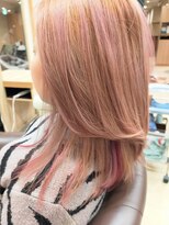 ヘアサロンアンドヘアメイクディー(hair salon hair make D)&nbsp;仙台D　ロングレイヤ×ワンカール×ピンクミルクティーヘア