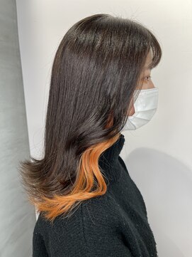 リーオオサカ(Lee Osaka) 【Lee大阪店】くすみオレンジ♪インナーカラー/新出奈津樹