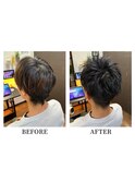 スーツ短髪アップバングショート◎モテる黒髪