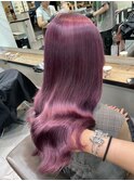 9563髪質改善ラベンダーパープルパープルブラックレイヤーロング