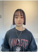 【上條実織】深いボルドーカラーのぱつっとボブ◎