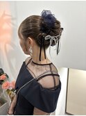 リボンでお洒落な参列ヘアセット