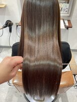 アンジュール(UNJOUR.)&nbsp;夏カラー髪質改善縮毛矯正ブラウンロング透明感ヘア