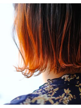 ニコヘアー(niko hair) 黒からのオレンジグラデーション▼LINEID@vey3047y