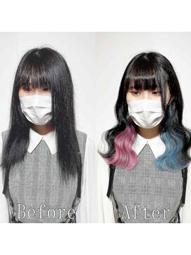 あるじゃんすー 札幌店 コットンピンクxアクアマリン#シールエクステ#ラフウェーブ#札幌