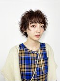 ショートウルフ×パーマ×ベビーピンク