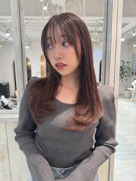 リコバイアフロート(riko by afloat) 顔まわりカット/ワンカールヘア/ピンクブラウン/レイヤーカット