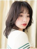ウェットヘア黒髪くせ毛風エアリーミディアムA1大宮30代40代