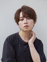 シティ(CITY) フェザーパーマブルーブラックショートセンターパートガイルヘア