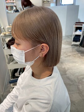  fit stand 千葉/ショートボブ/カット/パーマ/ダブルカラー/トリートメント/縮毛矯正 イメチェン/ピンクベージュ/アンブレラカラー[千葉]