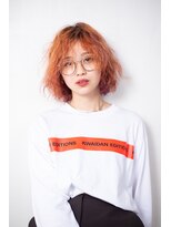 ビハインドザカーテン(BEHIND THE CURTAIN)&nbsp;ハイトーン×パーマ×オレンジカラー