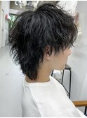 ミディアムウルフ×スパイラルパーマ