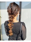 編みおろし　結婚式　二次会　ヘアアレンジ