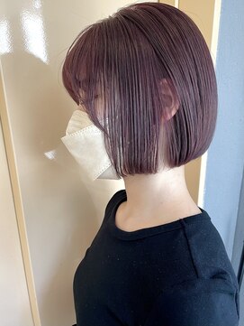 アンユージュアル(unusual) 切りっぱなしボブ/ラベンダーグレージュ/前下がりボブ