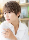 ■グレージュ小顔補正カット丸みショート401志木20代30代40代