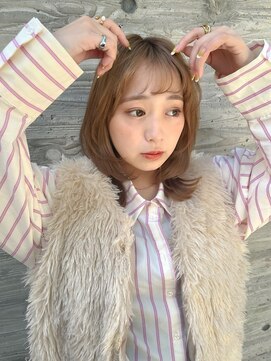 ロンドプランタン 恵比寿(Lond Printemps) ミニウルフレイヤーカット顔周り前髪韓国ミディアムロング