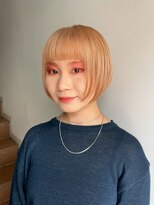 サンク 原宿 表参道(cinq)&nbsp;切りっぱなしボブミルクティーベージュケアブリーチワイドバング