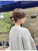 30代小顔マッシュショート/シースルーバング/透明感ヘアカラー