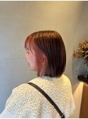 ピンクイヤリングカラーボブ0827アプリコットオレンジ