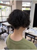 スパイラルパーマショート刈り上げショート前下がりショート