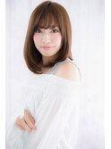 艶カラーでリッチ感◎シースルーバングワンカールロブヘアc1