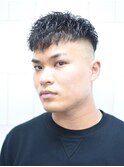 七三オールバックツイストパーマかき上げヘアコンマヘアv7