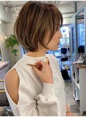 大人ショートボブ/ショート/ハイライト[天神大名/博多/福岡天神]